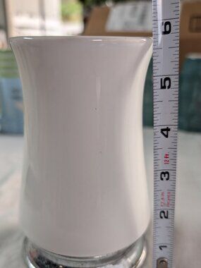 VINTAGE Ceramic & Stainless Steel  look - Bathroom Canister Cotton Swab Holder